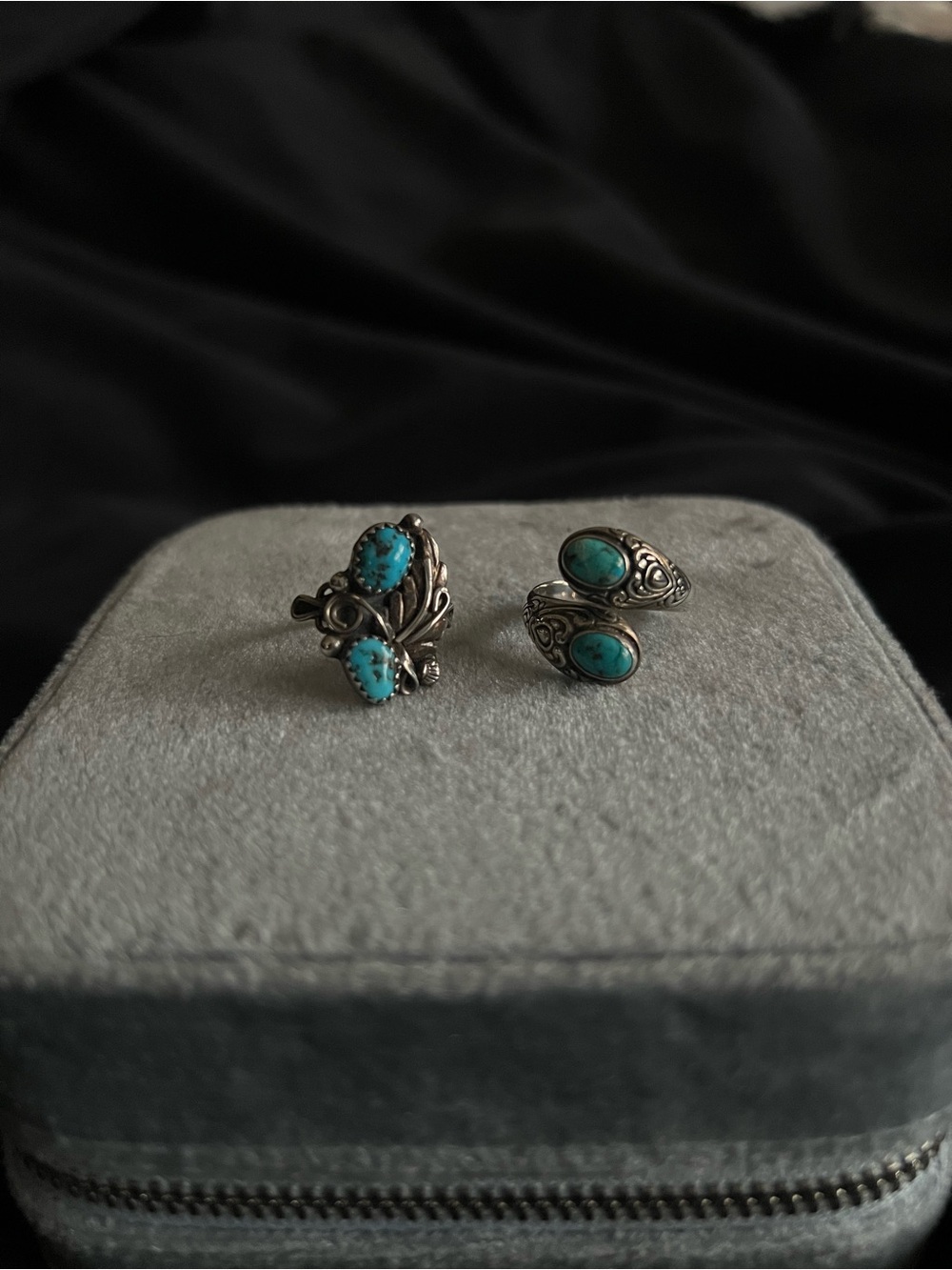 Sterling Silver Turquoise Ring Set - Women Jewelry